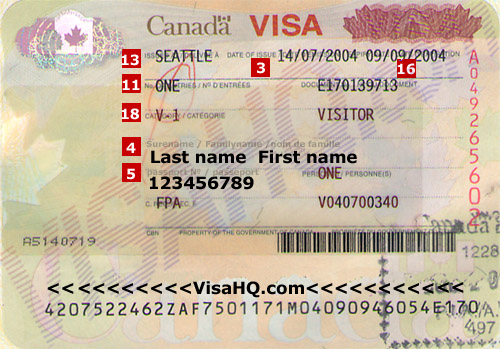 Mẫu visa đi Canada